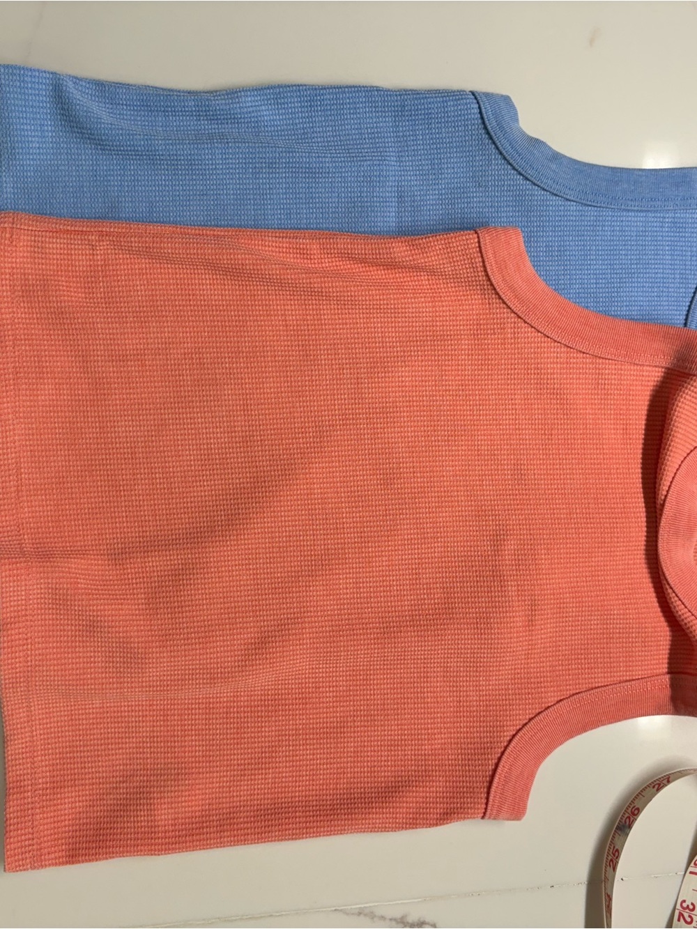 Aeropostale Sleeveless Waffle Tank Top - Coral and Light Blue